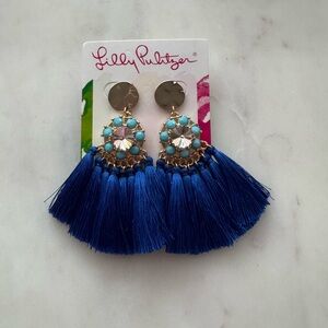Lilly Pulitzer Blue and Gold Tassel Earrings